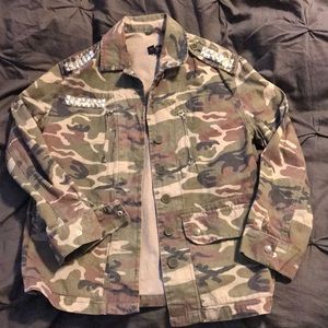 Never Worn! Topshop Camo Jacket w Studs - size US4